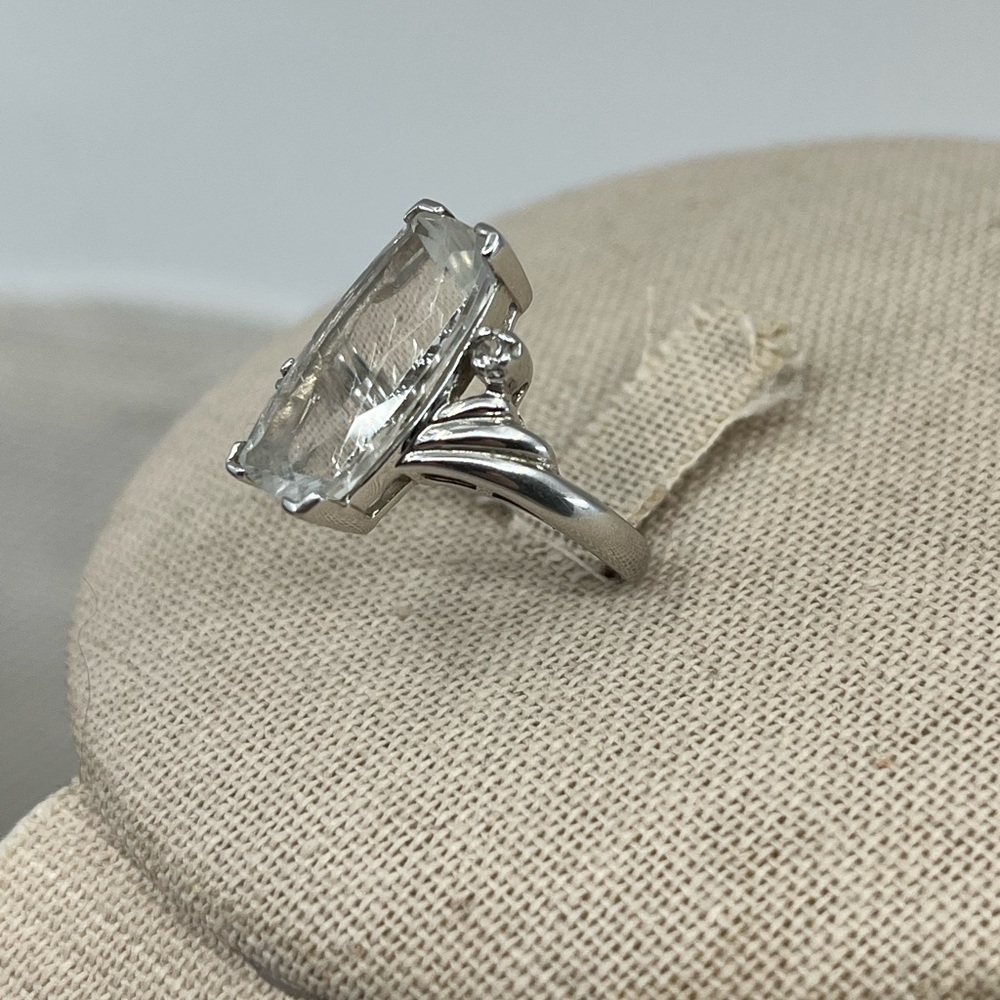 Vintage Estate Sterling Silver Faceted Emerald-Cut Statement Ring Size 7 - Picture 17 of 17